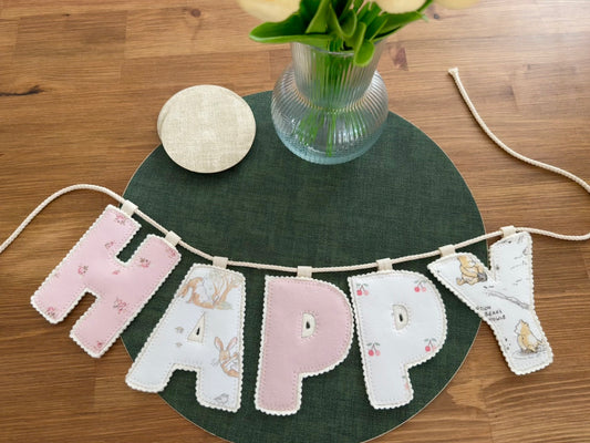 Happy Birthday Banner With Name | Made from your baby's clothes