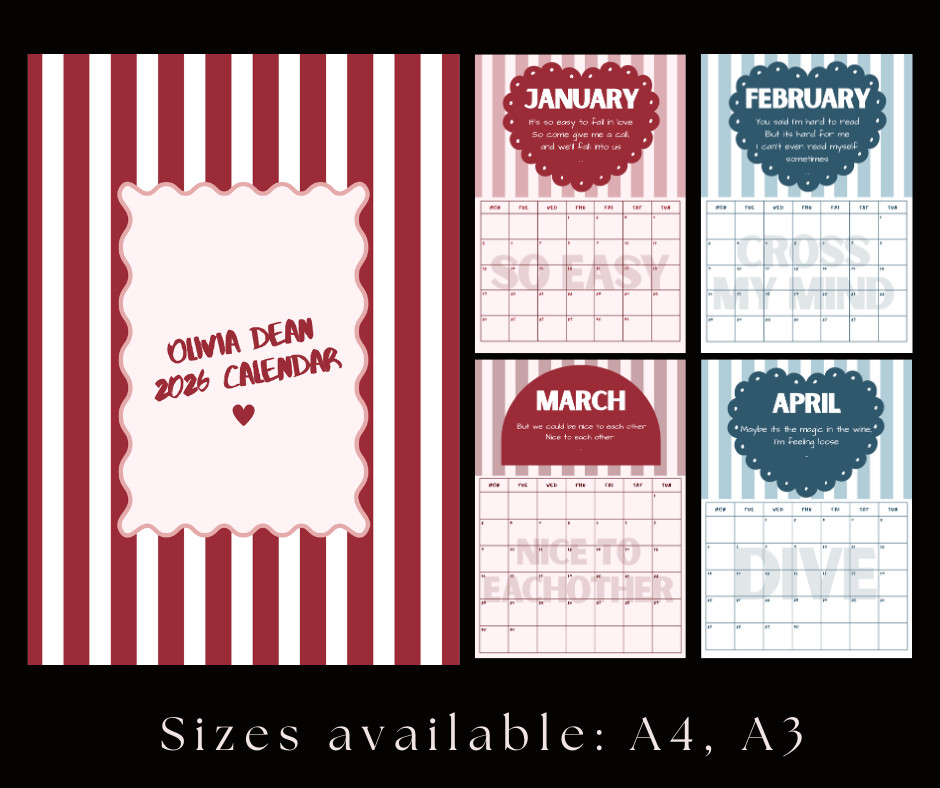 Olivia Dean 2026 Calendar