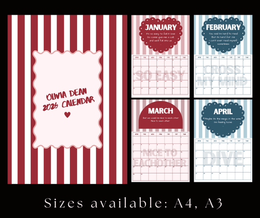 Olivia Dean 2026 Calendar