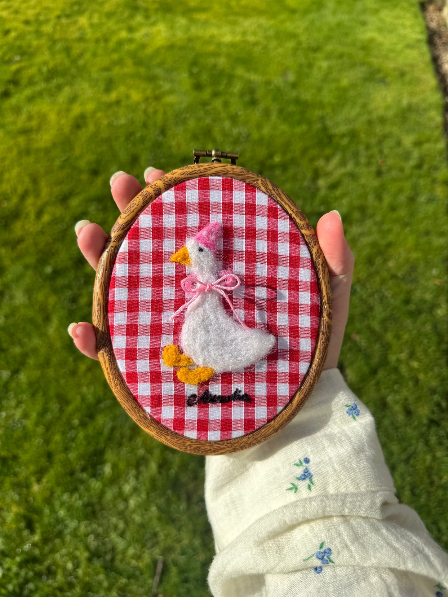 Custom Felted Birthday Goose Wall Art