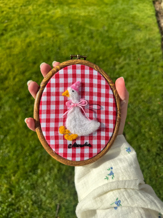 Custom Felted Birthday Goose Wall Art