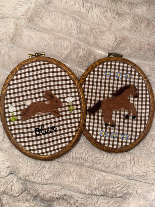 Felted Horse Wall Art | Personalised Felted Nursery Decor
