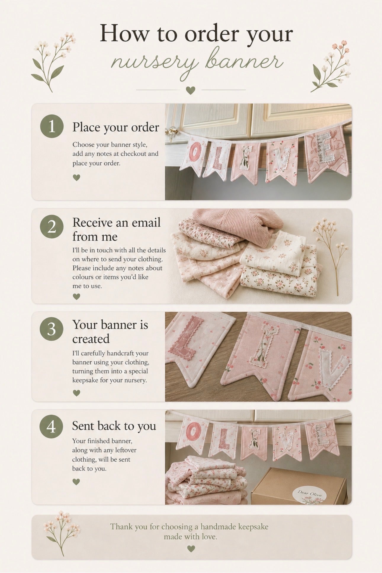 Custom Name Banner | Made From Your Babys Clothes