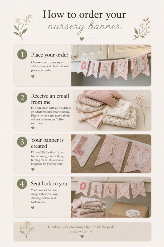 Custom Name Banner | Made From Your Babys Clothes