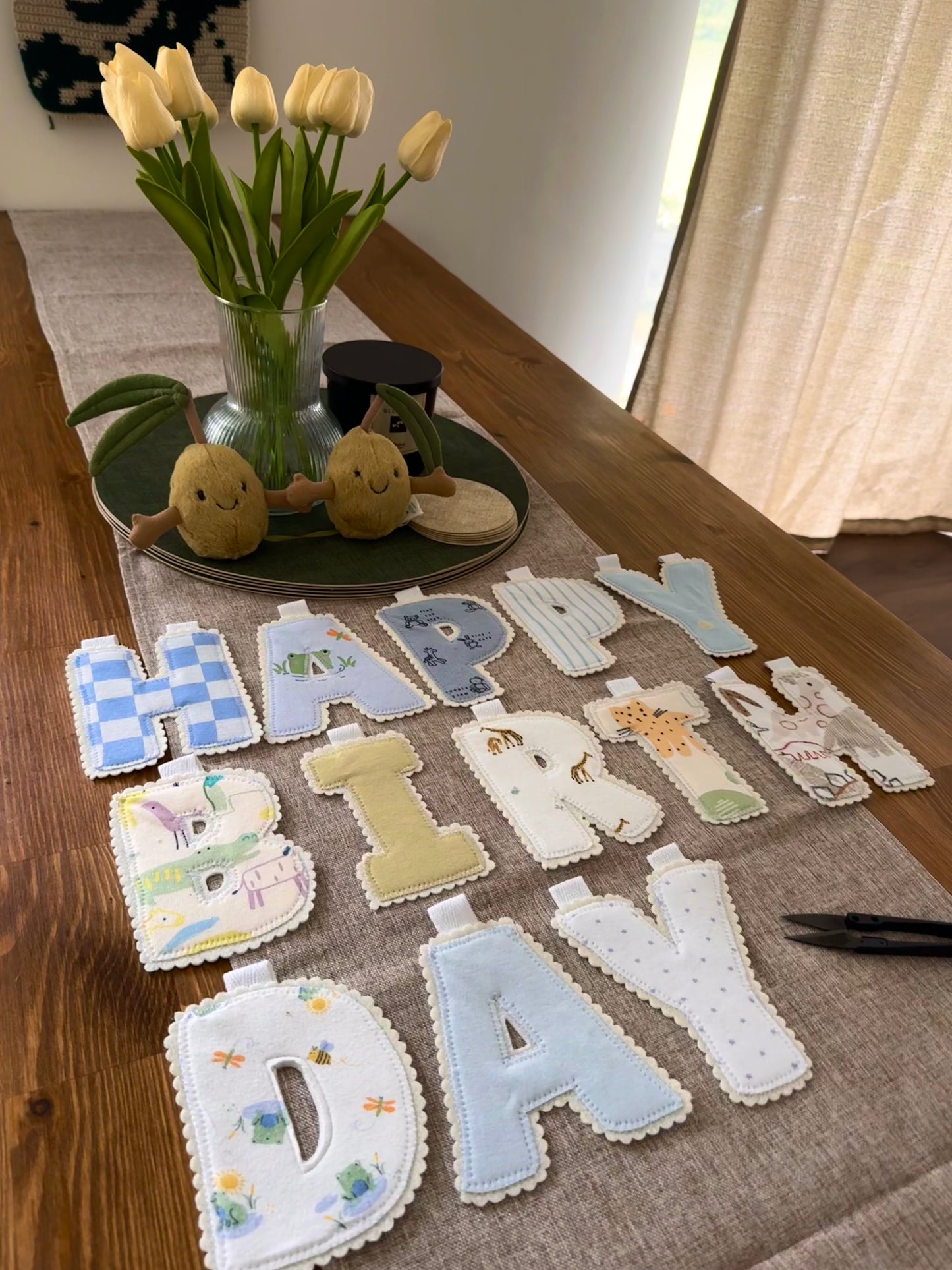 Happy Birthday Banner | Made from your baby's clothes